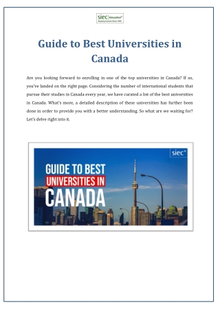 Guide to Best Universities in Canada