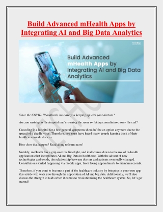 Build Advanced mHealth Apps by Integrating AI and Big Data Analytics