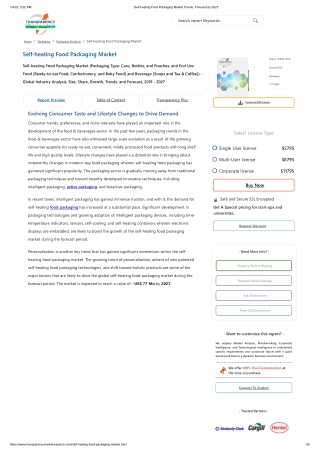Self-heating Food Packaging Market Trends, Forecast by 2027