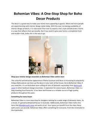 Bohemian Vibes: A One-Stop Shop for Boho Decor Products