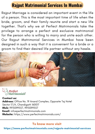 Rajput Matrimonial Services In Mumbai