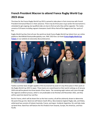 French President Macron to attend France Rugby World Cup 2023 draw