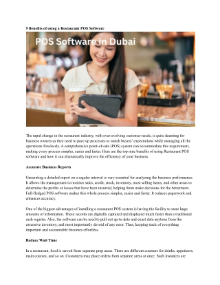 POS Software in Dubai