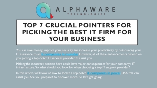Top 7 Crucial Pointers for Picking the Best