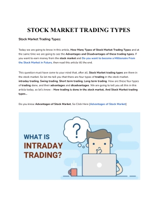 STOCK MARKET TRADING TYPES