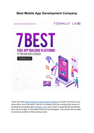 Best Mobile App Development Company | Techally Labs