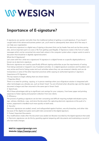 Importance of E-signature