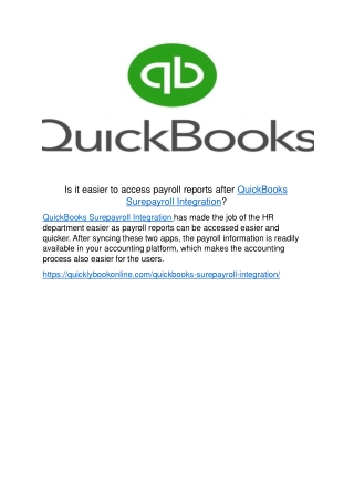 Is it easier to access payroll reports after QuickBooks Surepayroll Integration?