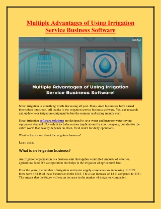 Multiple Advantages of Using Irrigation Service Business Software