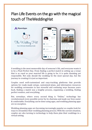 Plan Life Events on the go with the magical touch of TheWeddingHat