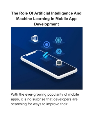 The Role Of Artificial Intelligence And Machine Learning In Mobile App Development