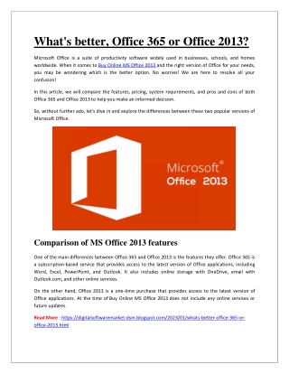 What's better, Office 365 or Office 2013