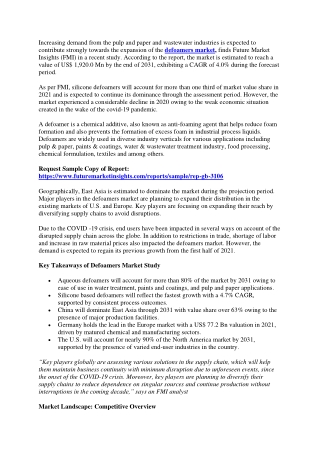 Defoamers Market Analysis and Market Studies for 2031