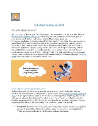 Top upcoming games of 2023 pdf