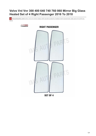 imsautoparts.com-Volvo Vnl Vnr 300 400 640 740 760 860 Mirror Big Glass Heated Set of 4 Right Passenger 2016 To 2018