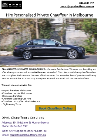 Melbourne Chauffeurs Service, Premium Melbourne Chauffeur Cars