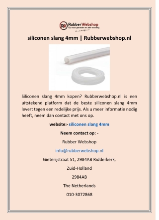 siliconen slang 4mm | Rubberwebshop.nl