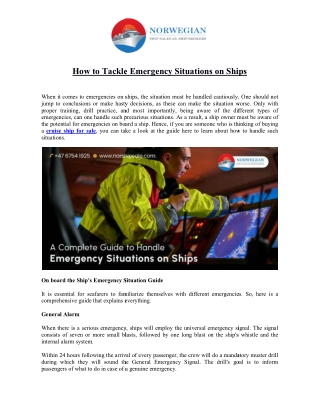 How to Tackle Emergency Situations on Ships