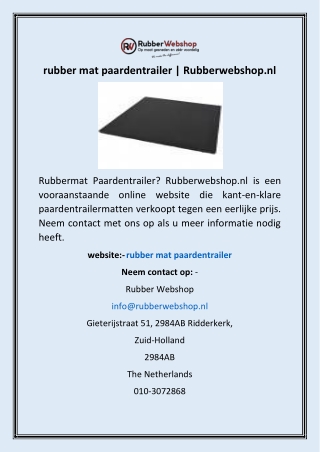 rubber mat paardentrailer | Rubberwebshop.nl