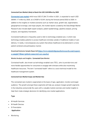 Connected Care Market Likely to Reach the US 3.84 Billion by 2029