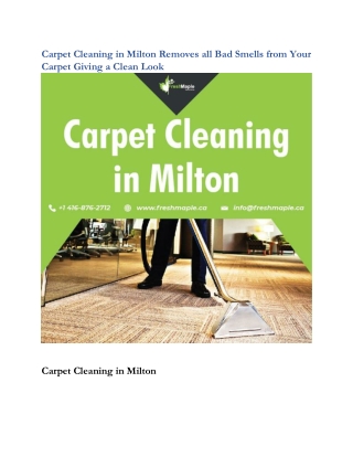 Carpet Cleaning in Milton Removes all Bad Smells from Your Carpet Giving a Clean Look