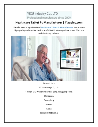 Healthcare Tablet Pc Manufacturer  Yixuelec.com