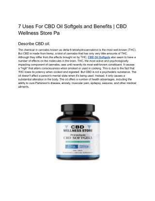 7 Uses For CBD Oil Softgels and Benefits _ CBD Wellness Store Pa