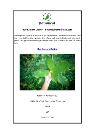 Buy Kratom Online  Botanicalremediesllc.com