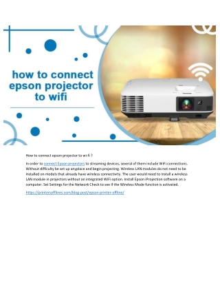 How to connect epson projector to wi-fi ?