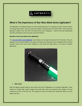 What is The Importance of Star Wars Black Series Lightsaber?