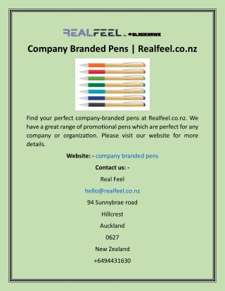 Company Branded Pens  Realfeel.co.nz