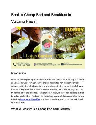 Book a Cheap Bed and Breakfast in Volcano Hawaii