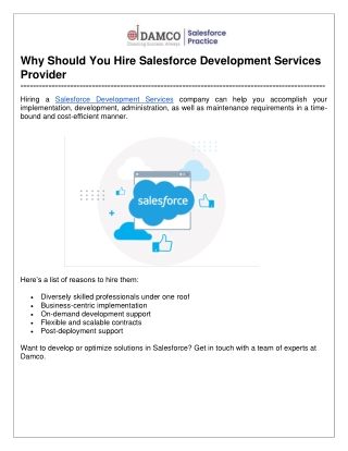 Why Should You Hire Salesforce Development Services Provider