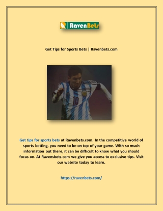 Get Tips for Sports Bets | Ravenbets.com