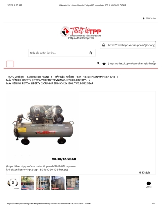 Máy nén khí piston Liberty 2 cấp 4HP bình chứa 130 lít V0.30_12.5BAR