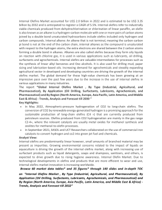 Internal Olefins Market
