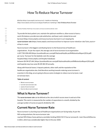 How To Reduce Nurse Turnover _