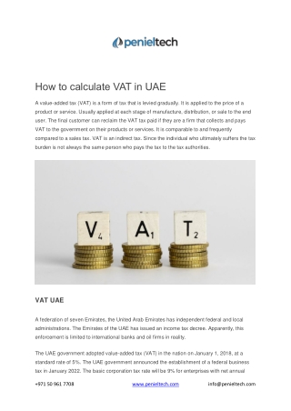 How to calculate VAT in UAE - Penieltech