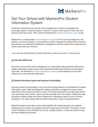 Set Your School with MarkersPro Student Information System