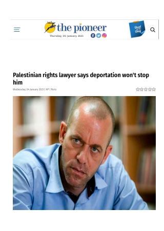 Palestinian rights lawyer says deportation won't stop him