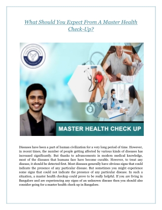 What Should You Expect From A Master Health Check-Up?