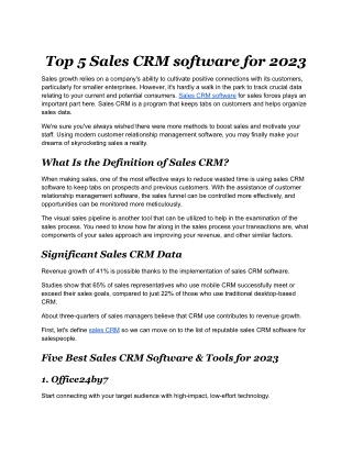 Top 5 Sales CRM software for 2023.