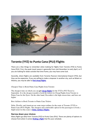 Toronto (YYZ) to Punta Cana (PUJ) flights