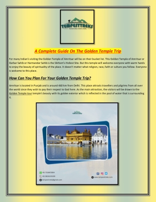 A Complete Guide On The Golden Temple Trip