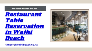 Book an online restaurant table reservation in Waihi Beach
