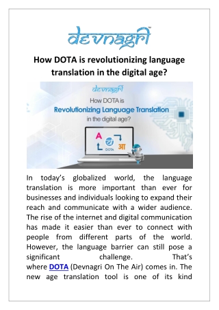 How DOTA is revolutionizing language translation in the digital age?