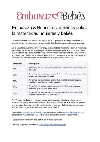 Nota de prensa_ Embarazo _ Bebés_ estadísticas sobre la maternidad_ mujeres y bebés