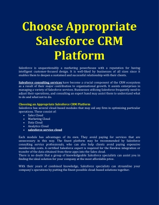 Choose Appropriate Salesforce CRM Platform