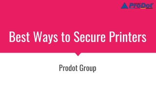 Best Ways to Secure Printers