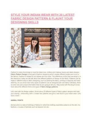 STYLE YOUR INDIAN WEAR WITH 20 LATEST FABRIC DESIGN PATTERN & FLAUNT YOUR DESIGNING SKILLS
